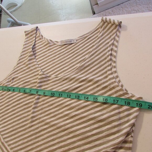 Cut Loose Cotton/Linen Tan/White Striped Tank Maxi - Picture 11 of 16
